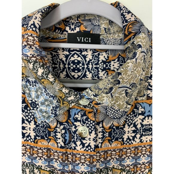 Vici Blue and Brown Patterned Dress - Picture 6 of 11